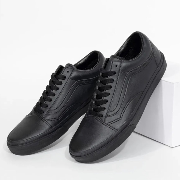 Vans Old Skool Leather Mono Black (Classic Tumble) Men’s/Women’s Sneakers - Picture 3 of 10